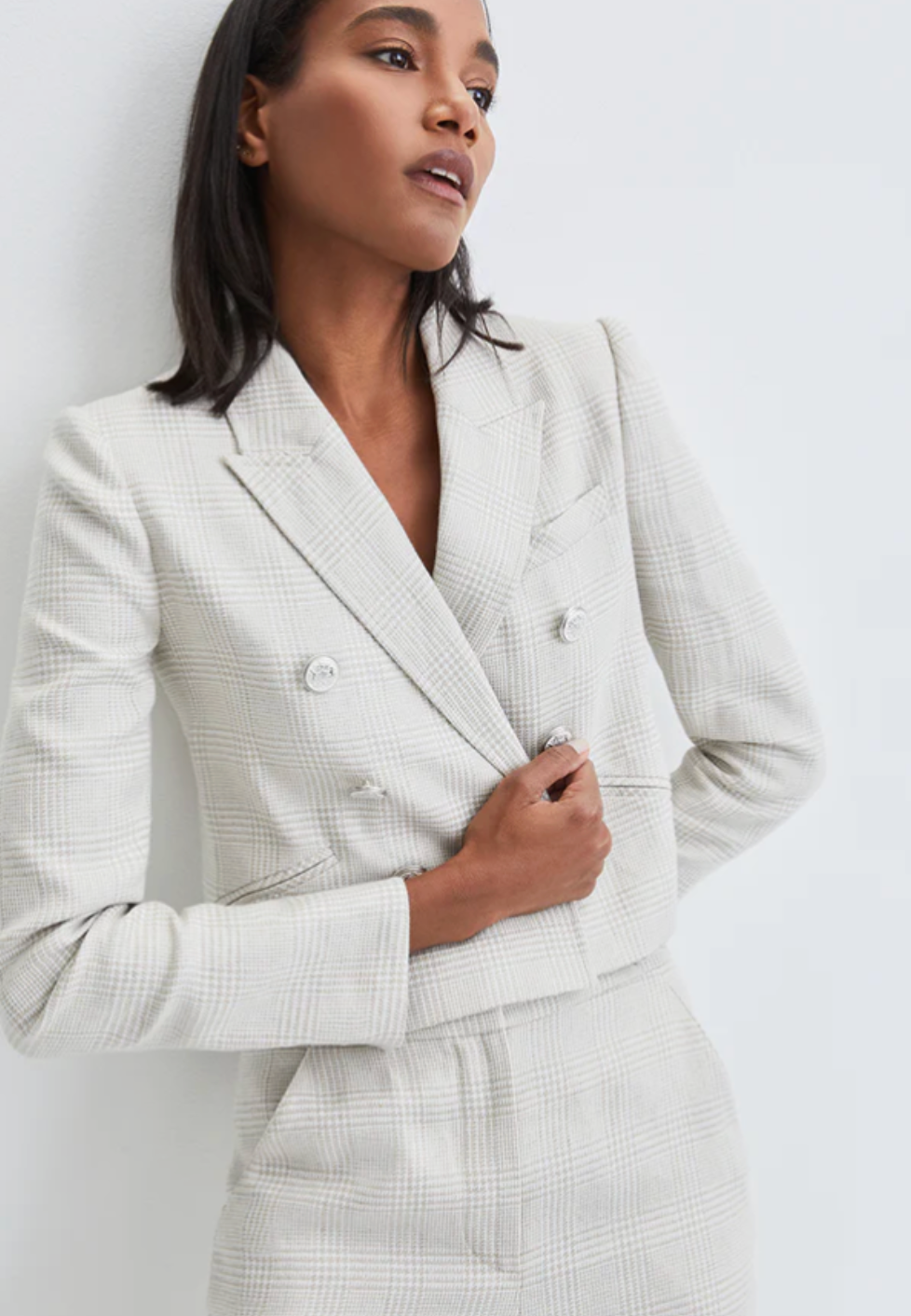 Veronica Beard Nevis Check Jacket in Oatmeal size 8