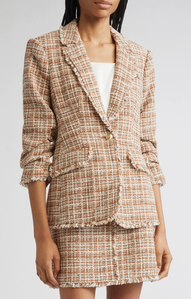 Cinq a Sept Natural Larissa Khloe Tweed Blazer size