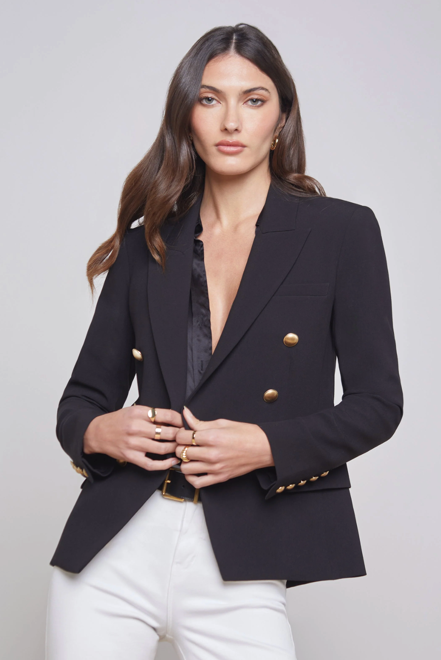 L'Agence Kenzie Double Breasted Blazer in Black size 0
