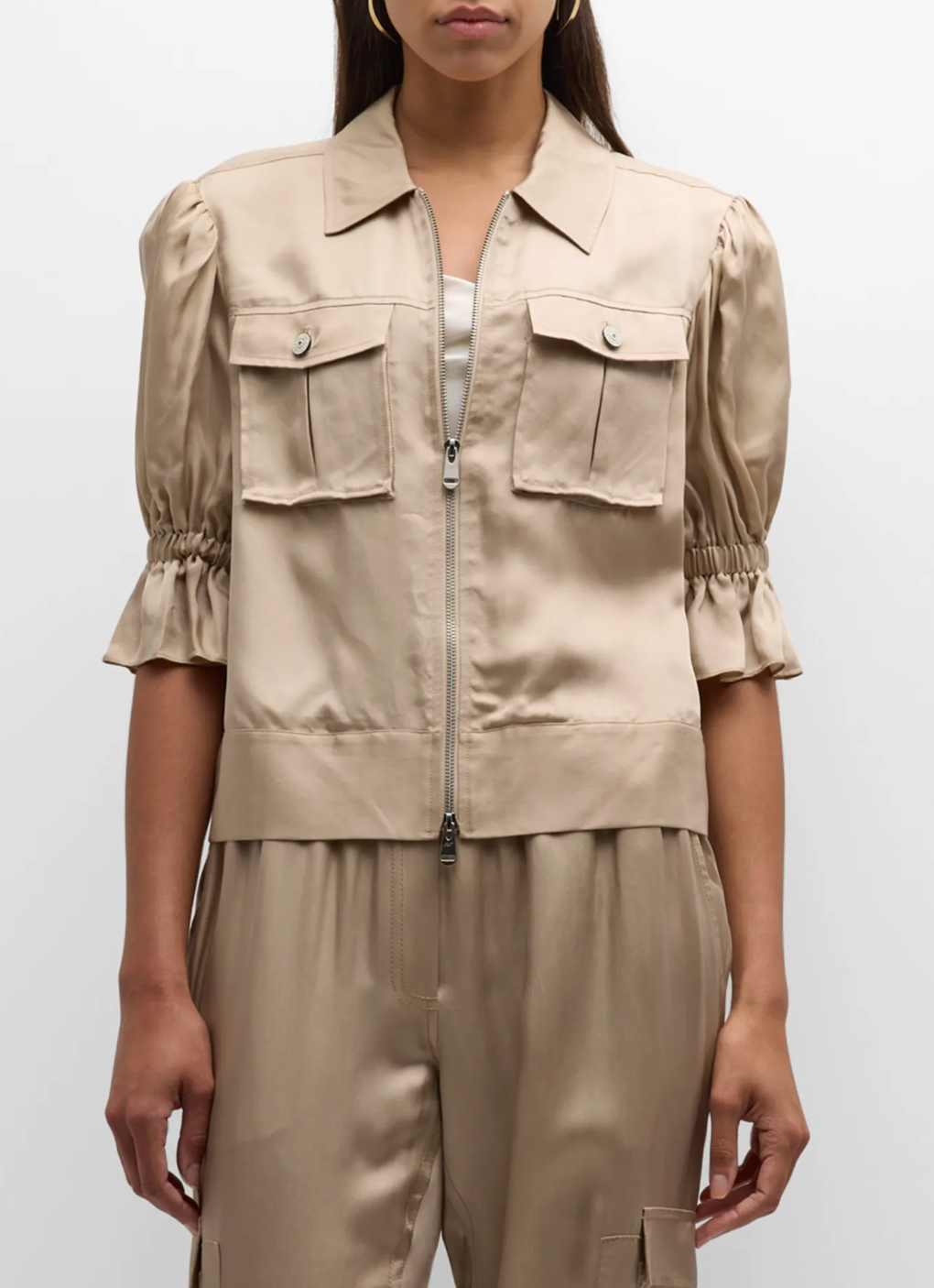 Cinq a Sept Holly Short-Sleeve Sateen Jacket size XS