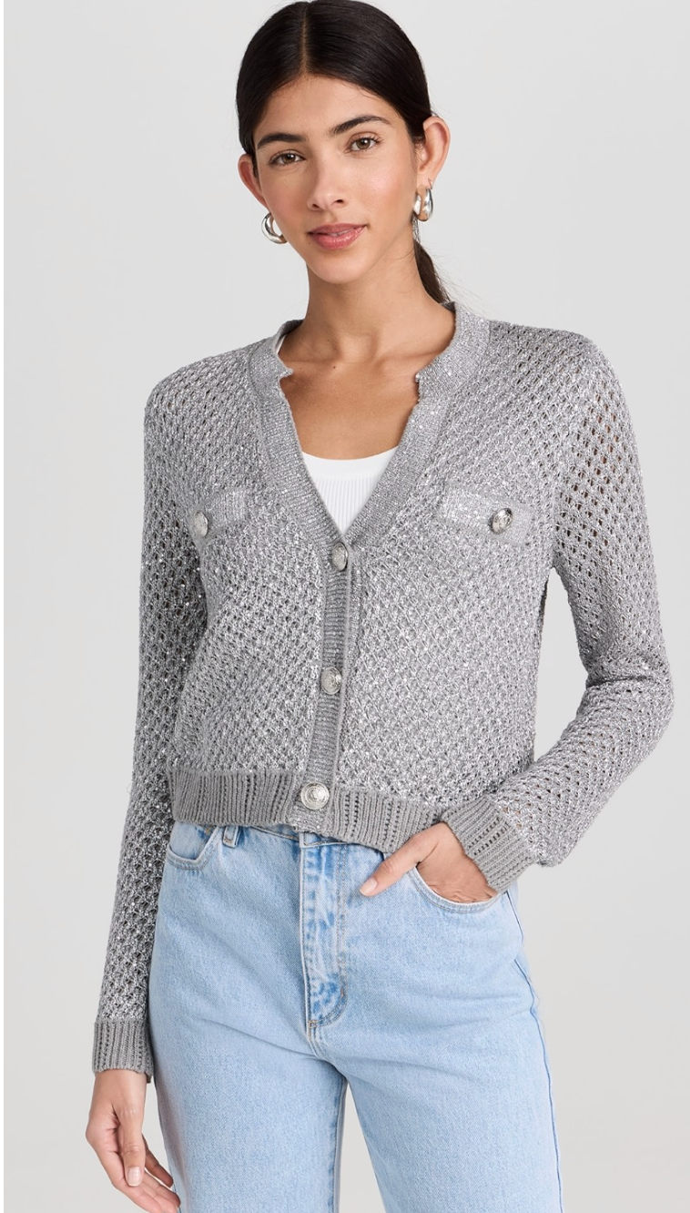 L'Agence Blanca Sequin Crop Cardigan size M