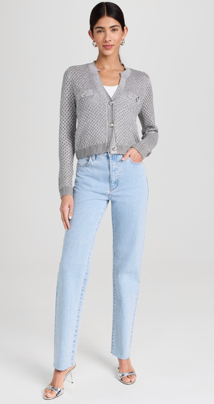 L'Agence Blanca Sequin Crop Cardigan size M