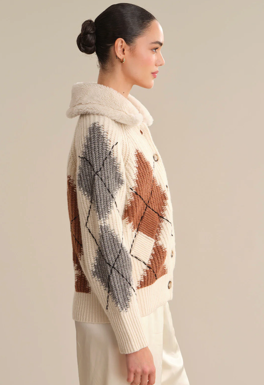 525 America Talia Argyle Knit Cardigan size XS