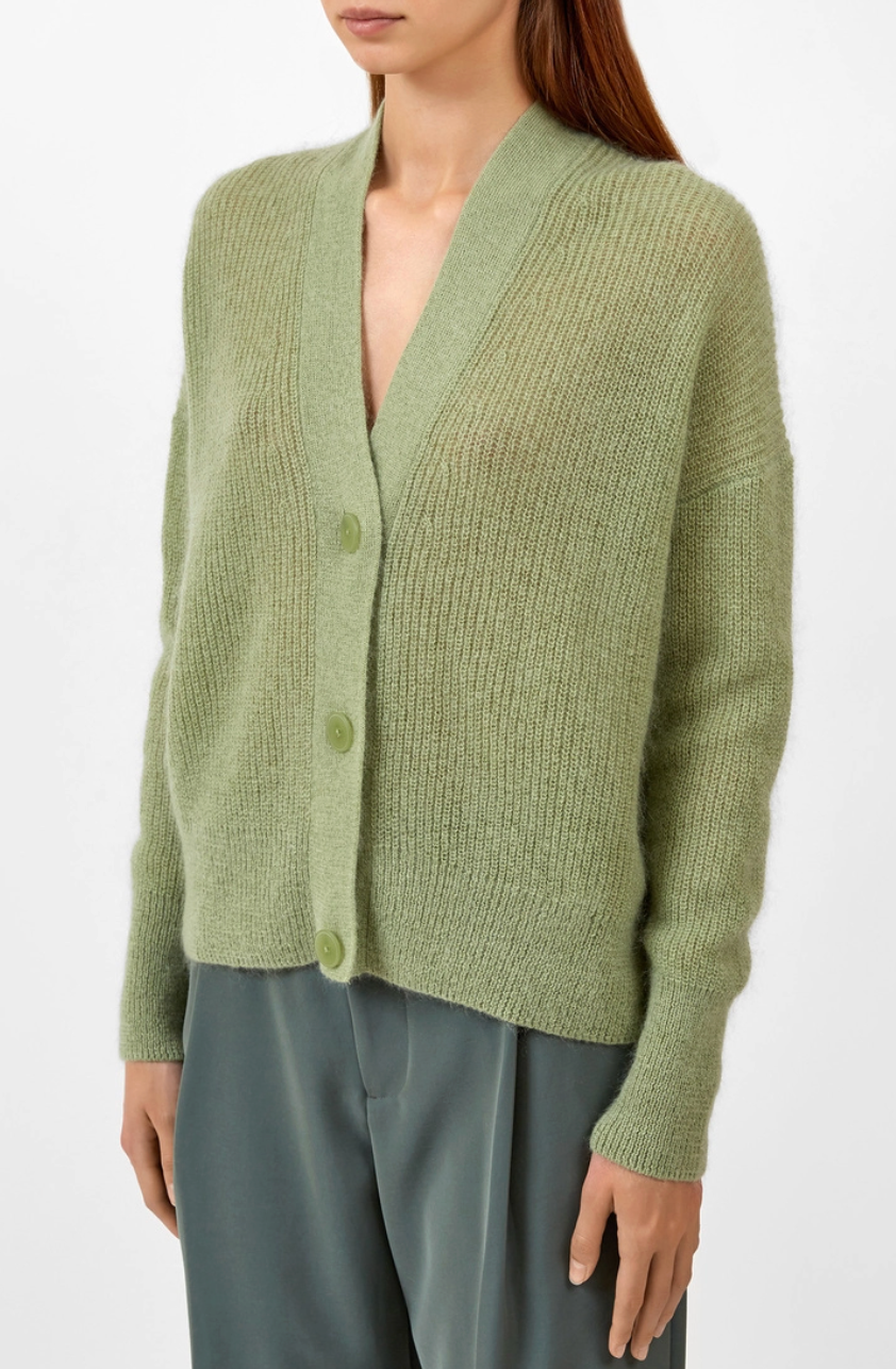 Vince Open Stitch Cardigan in Jade size M