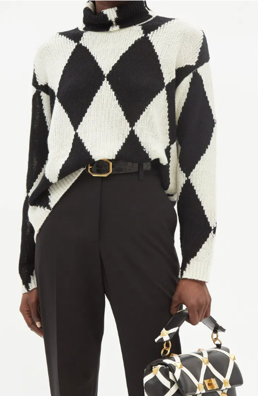 Valentino Roll-Neck Diamond Wool And Cashmere Sweater size XXS