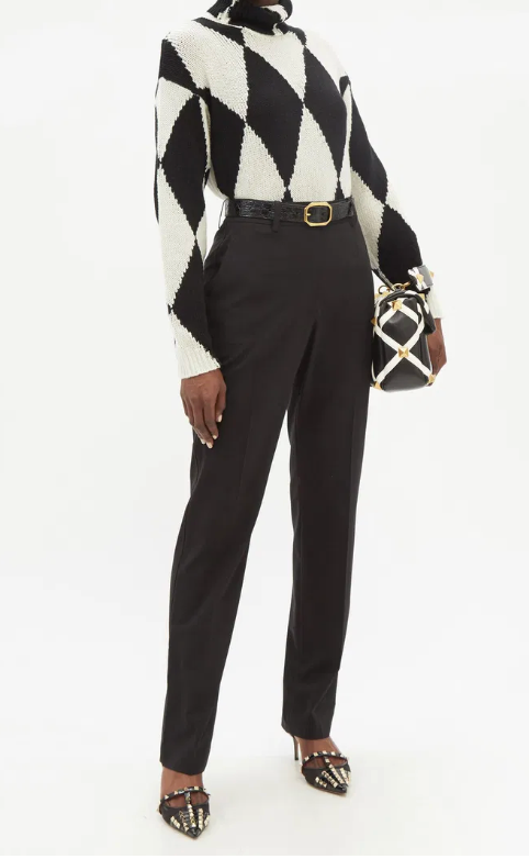 Valentino Roll-Neck Diamond Wool And Cashmere Sweater size XXS
