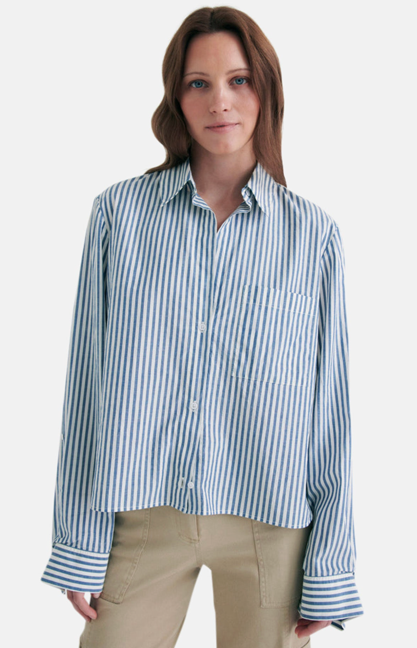 TWP Dude Striped Button-Front Cotton Shirt size XS/S