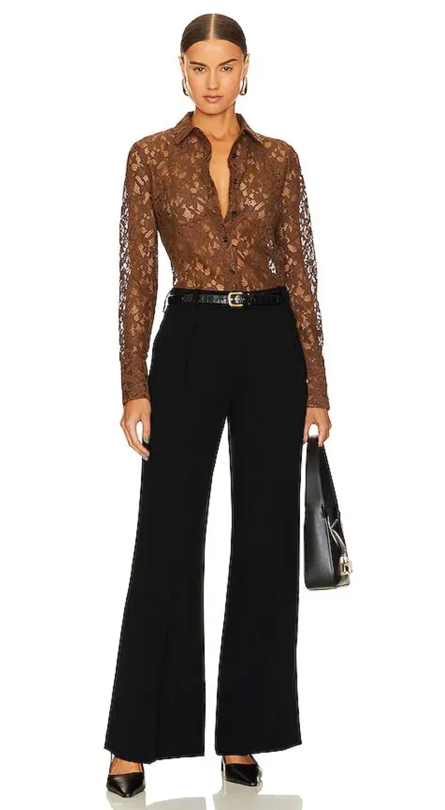 Rag & Bone Yvette Lace Shirt In Brown In Mocha size 4
