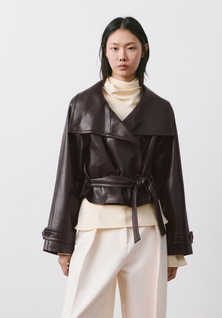 Mango Faux Leather Jacket with Maxi Lapels size XS