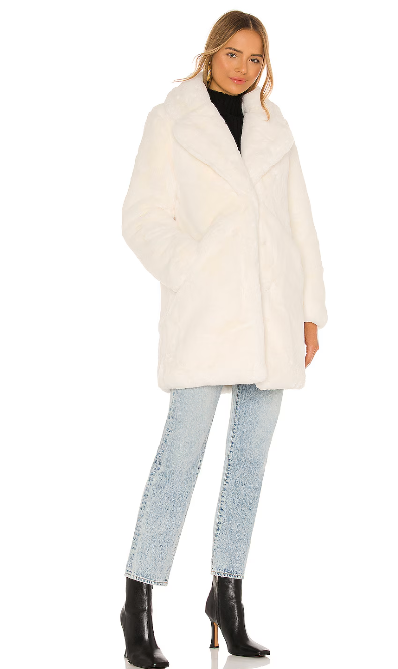 Apparis Sasha Faux Fur Jacket in Ivory size XS