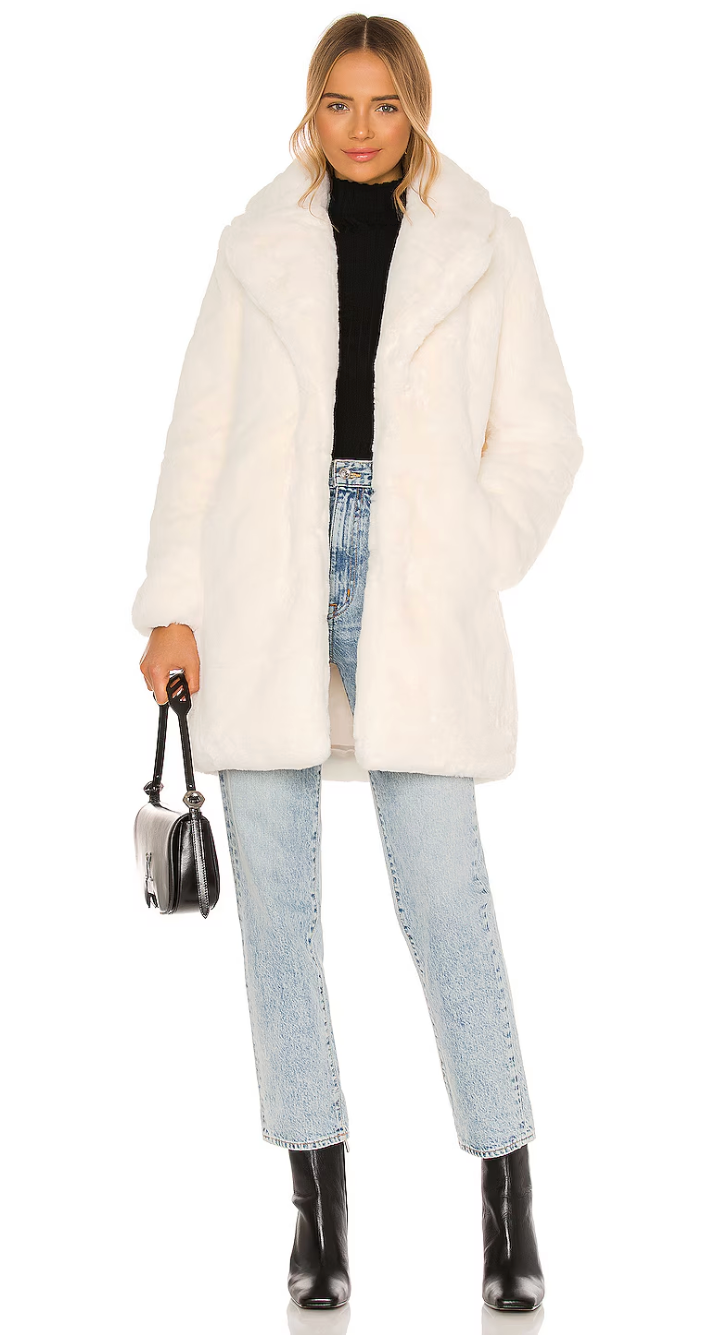 Apparis Sasha Faux Fur Jacket in Ivory size XS