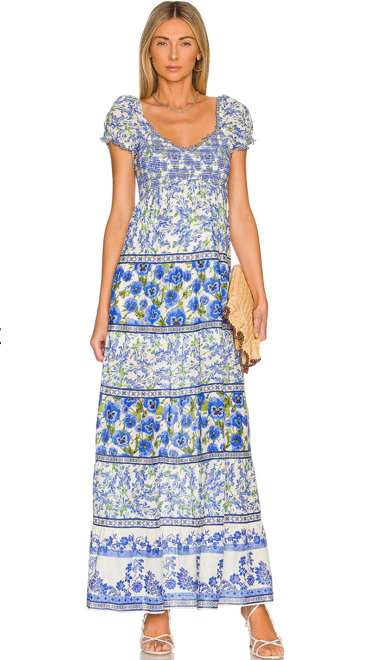 Alice and Olivia Rosalyn Puff Sleeve Maxi Dress size 0