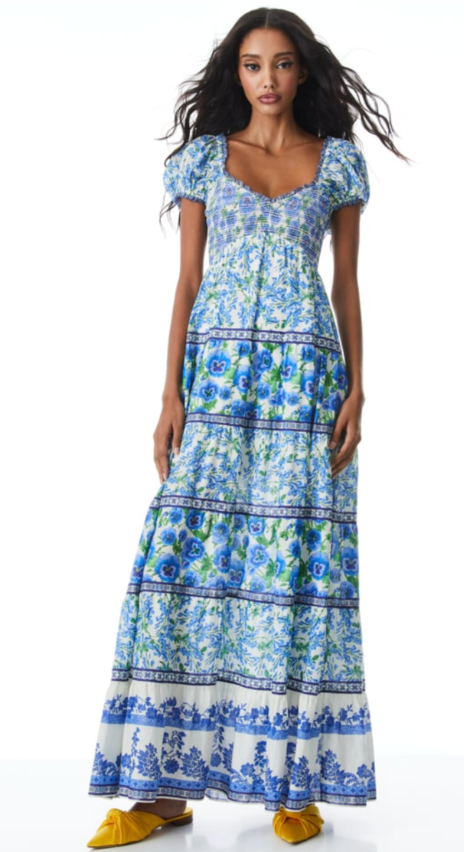 Alice and Olivia Rosalyn Puff Sleeve Maxi Dress size 0