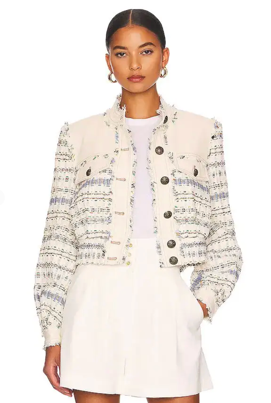 Veronica Beard Darren Tweed Jacket and Shorts in cream size S