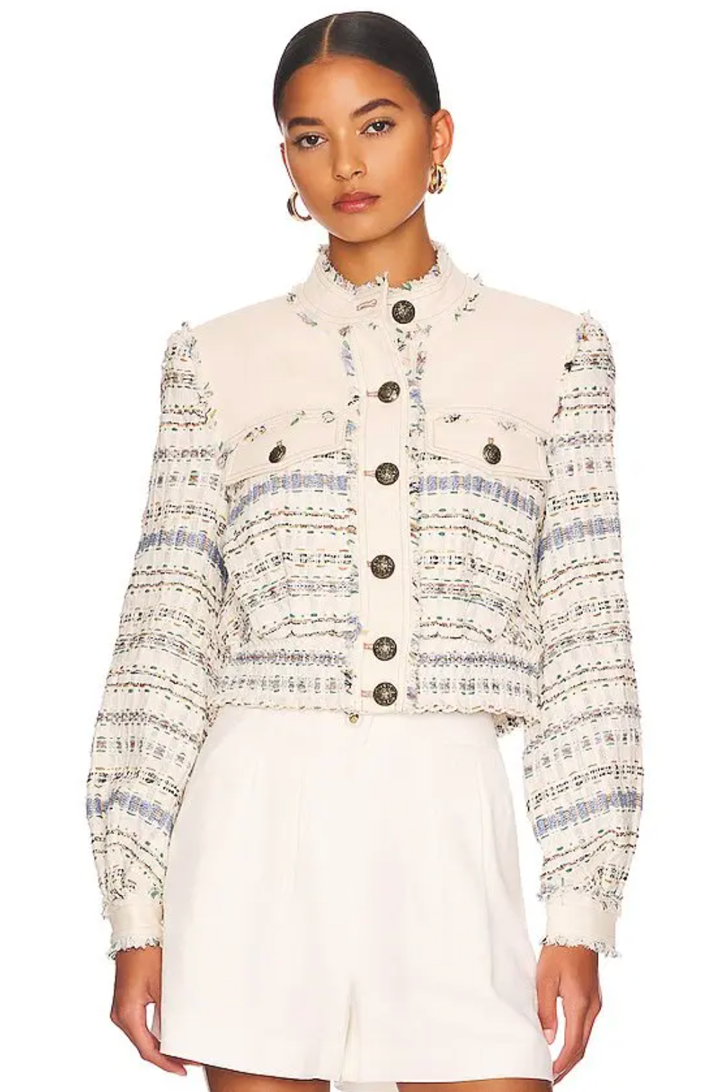 Veronica Beard Darren Tweed Jacket and Shorts in cream size S