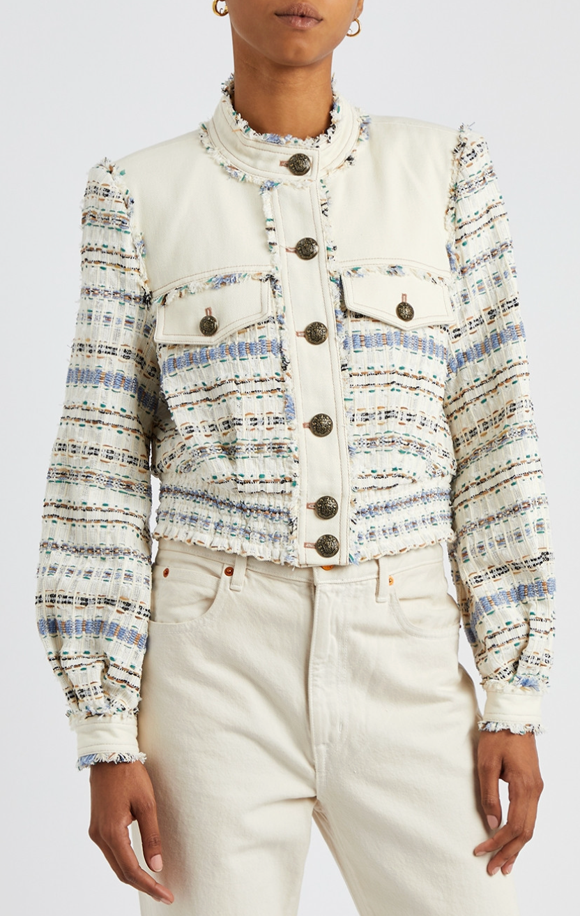 Veronica Beard Darren Tweed Jacket and Shorts in cream size S