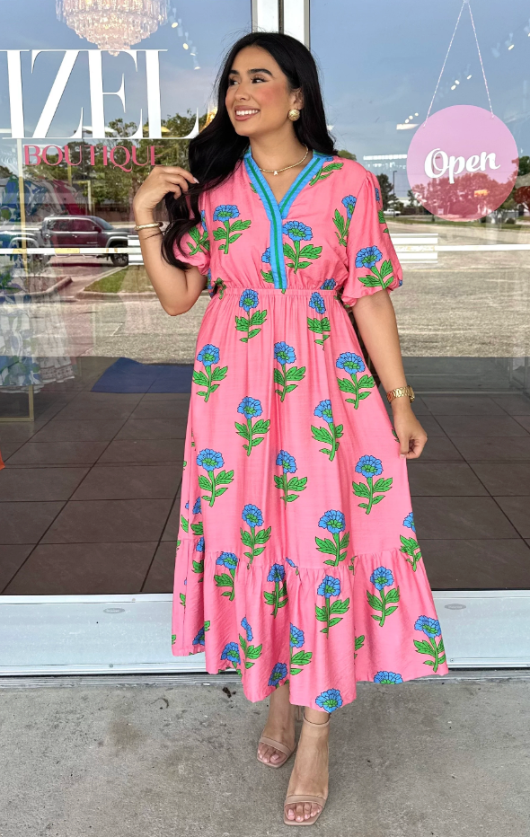 Umgee Floral Print Midi Dress size L