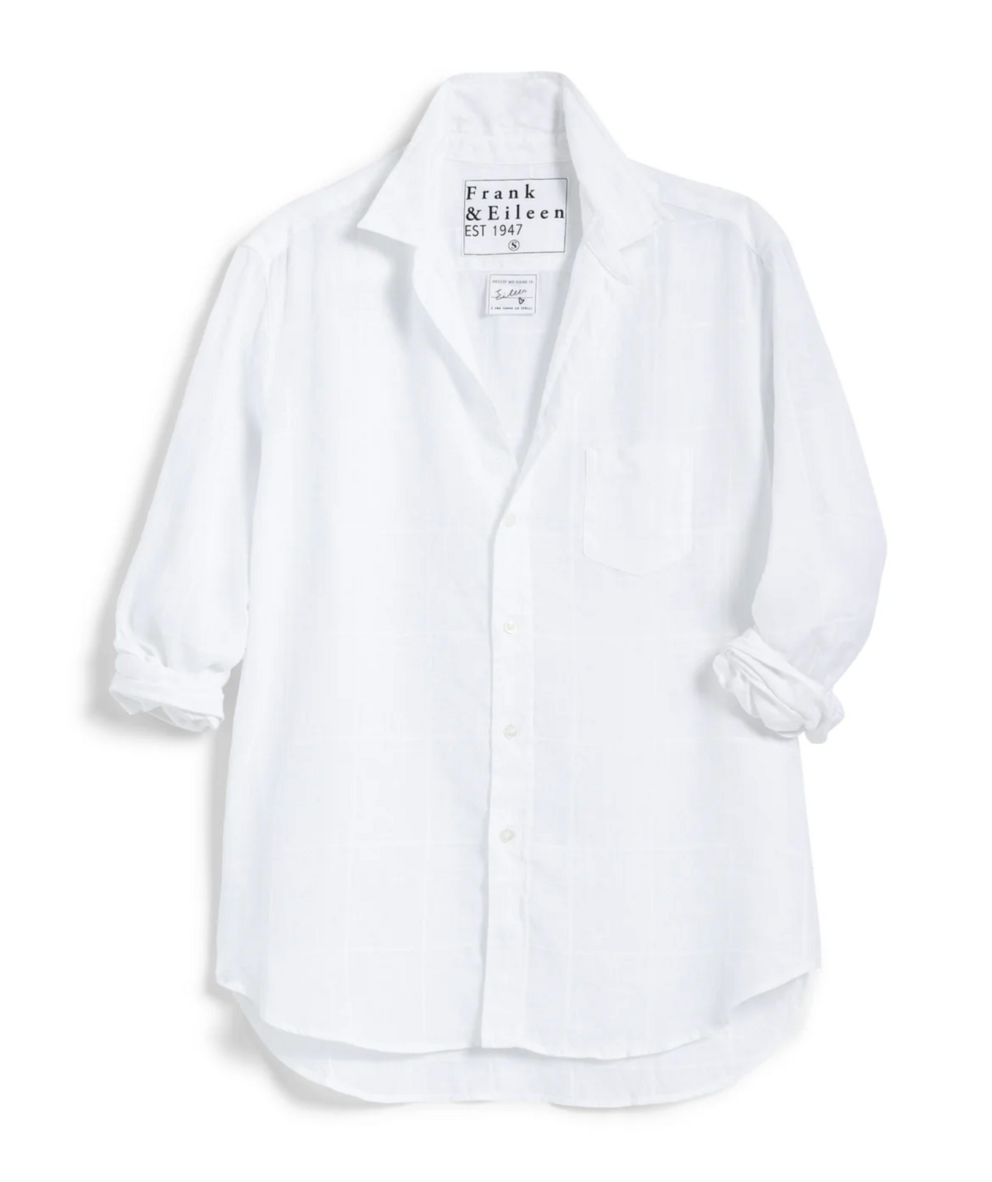 Frank and Eileen Eileen Woven Button Up in White Textured Windowpane size S