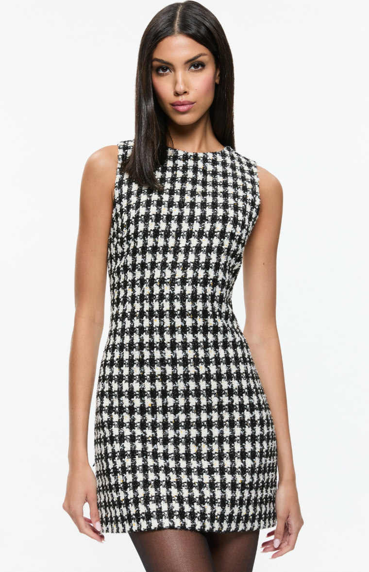 Alice and Olivia Clyde Aline Mini Dress Tweed size 6