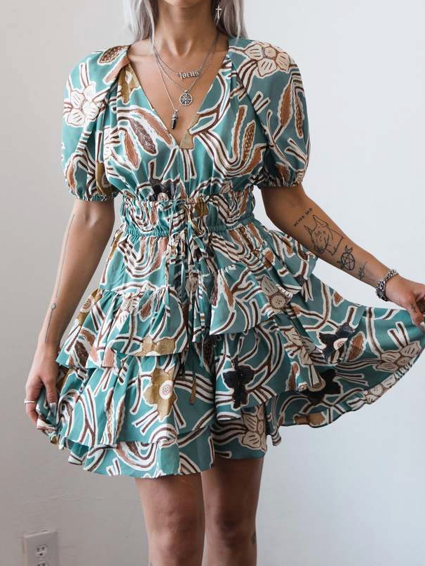 Ulla Johnson Farah Silk Dress Turquoise size 4