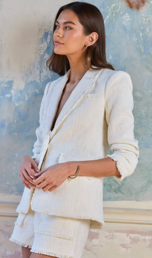Cinq a Sept Khloe Cream Tweed Blazer size 0