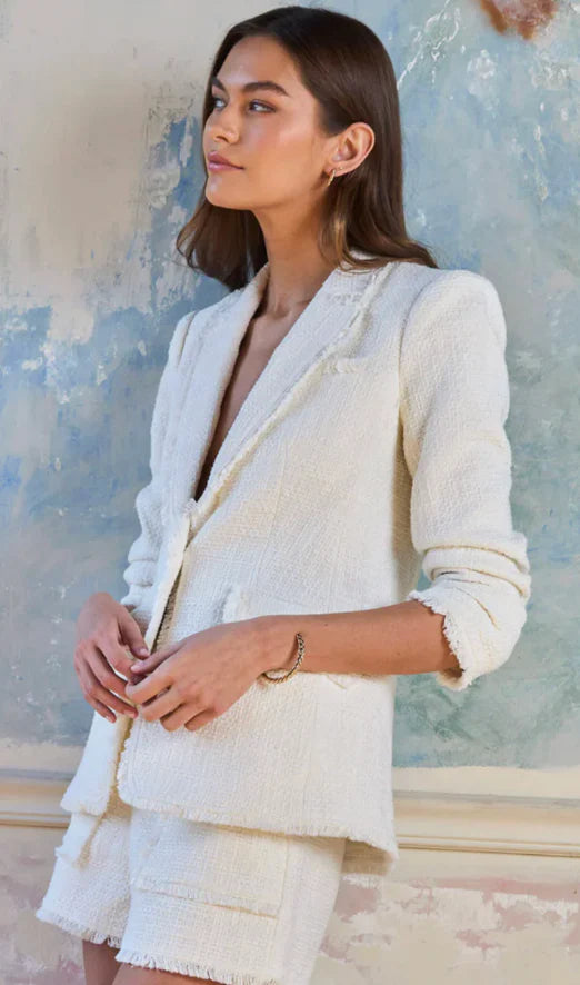 Cinq a Sept Khloe Cream Tweed Blazer size 6