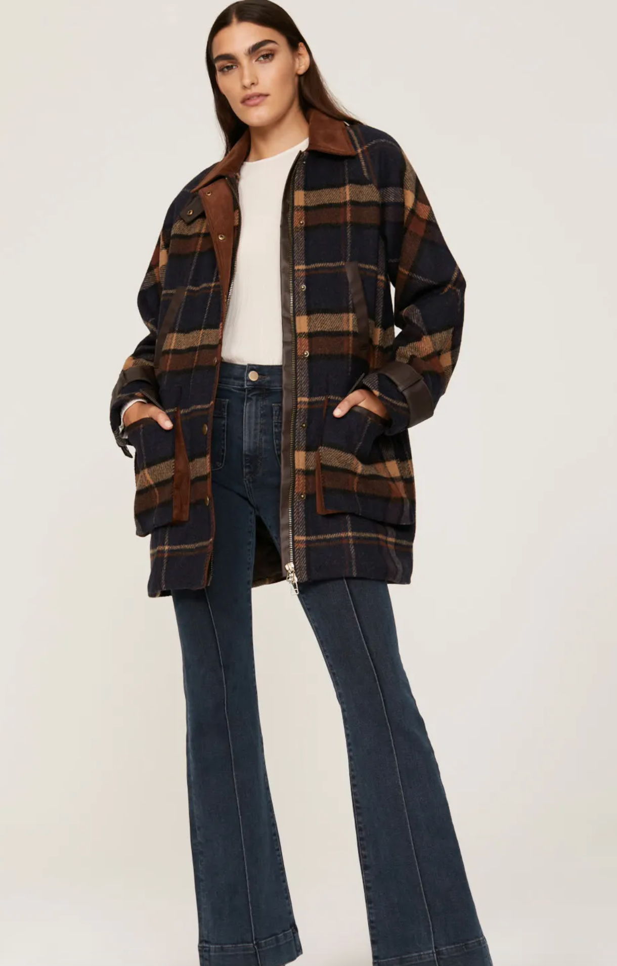 Veronica Beard Sonam Plaid Wool Blend Dickey Coat size S