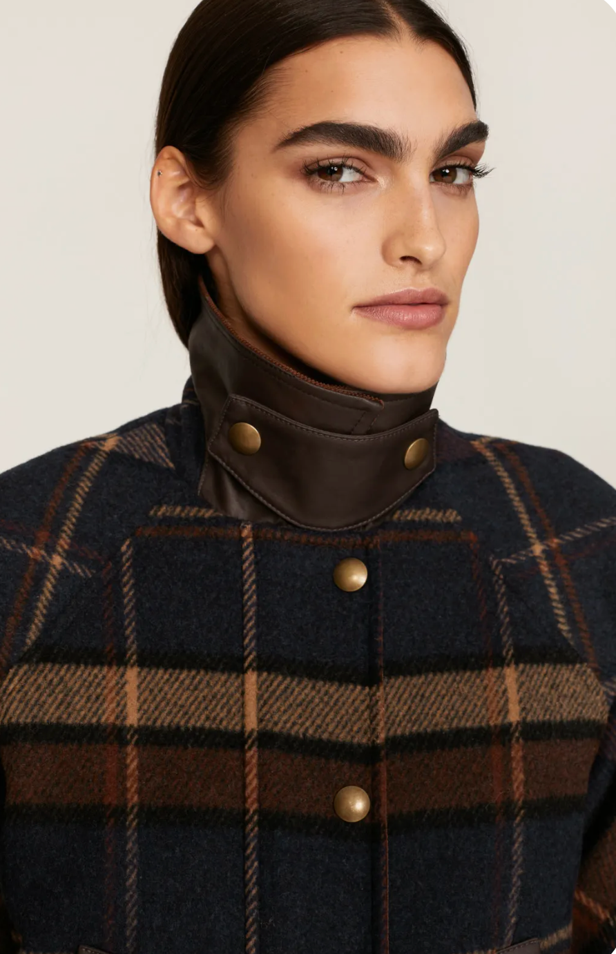 Veronica Beard Sonam Plaid Wool Blend Dickey Coat size S