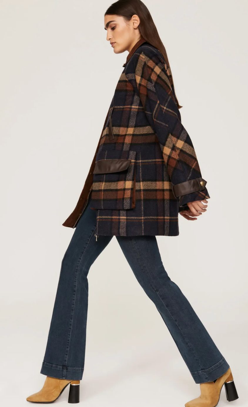 Veronica Beard Sonam Plaid Wool Blend Dickey Coat size S