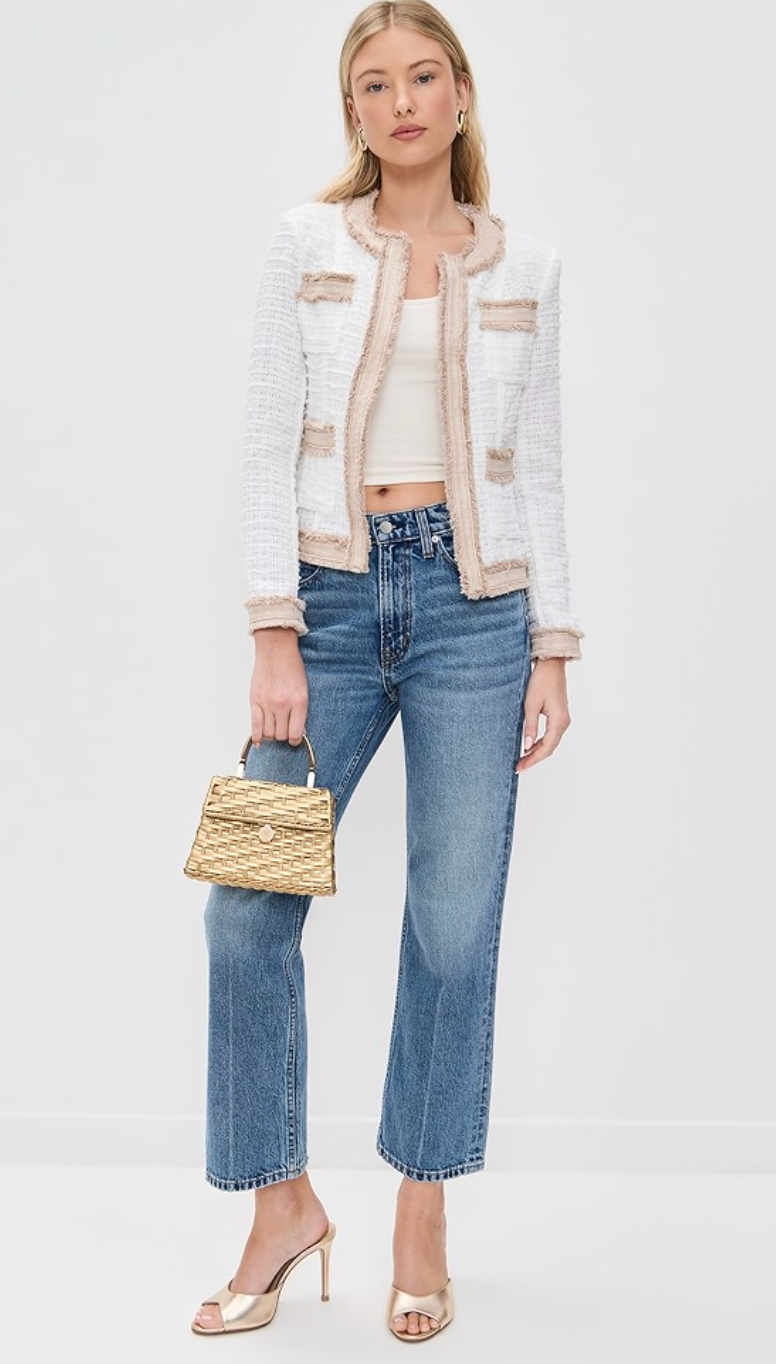 L'Agence Agnes Tweed Denim Jacket size S