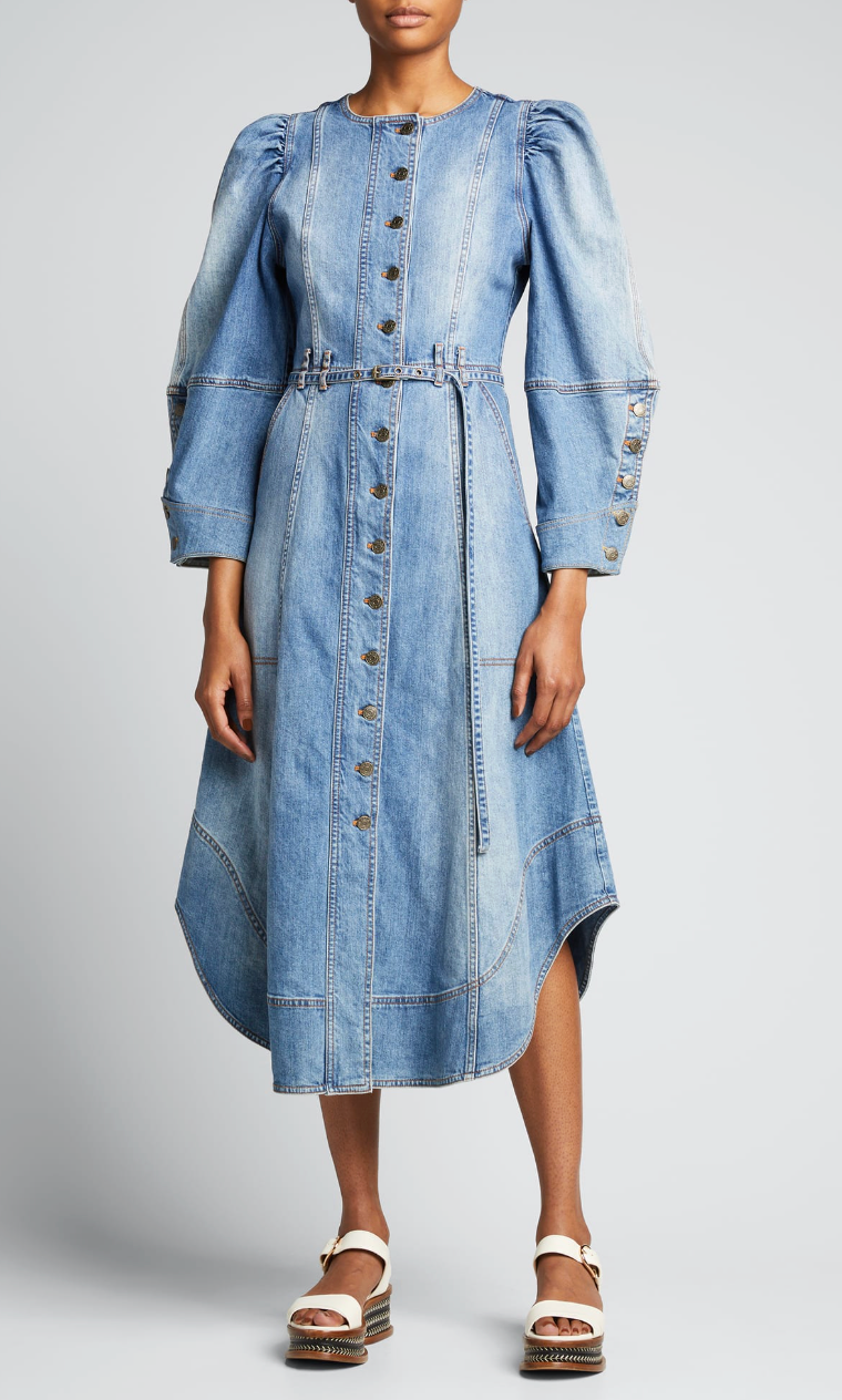Ulla Johnson Starr Denim Midi Dress size 10