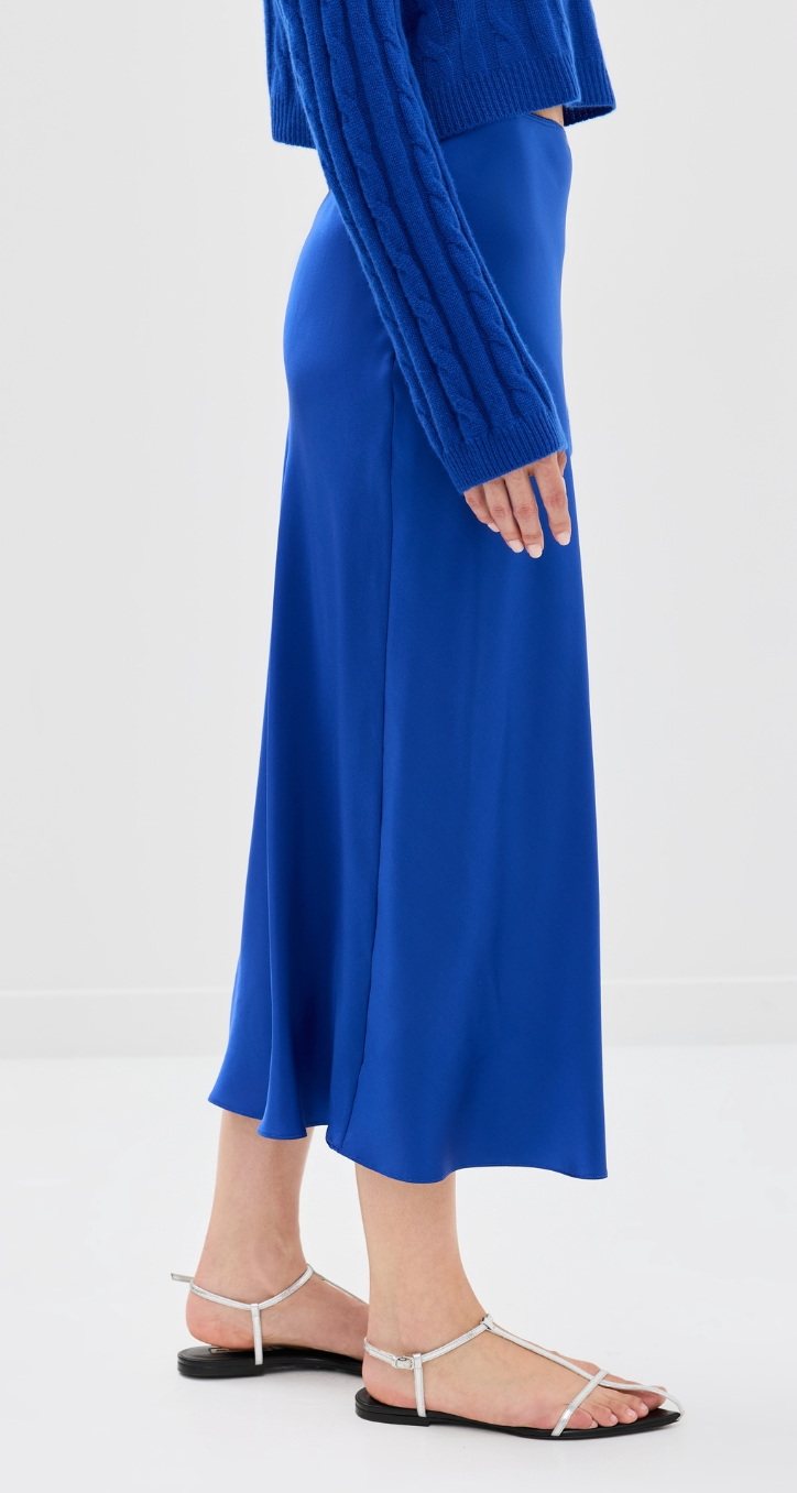 Sablyn Miranda Silk Midi Skirt Lapis Blue size S