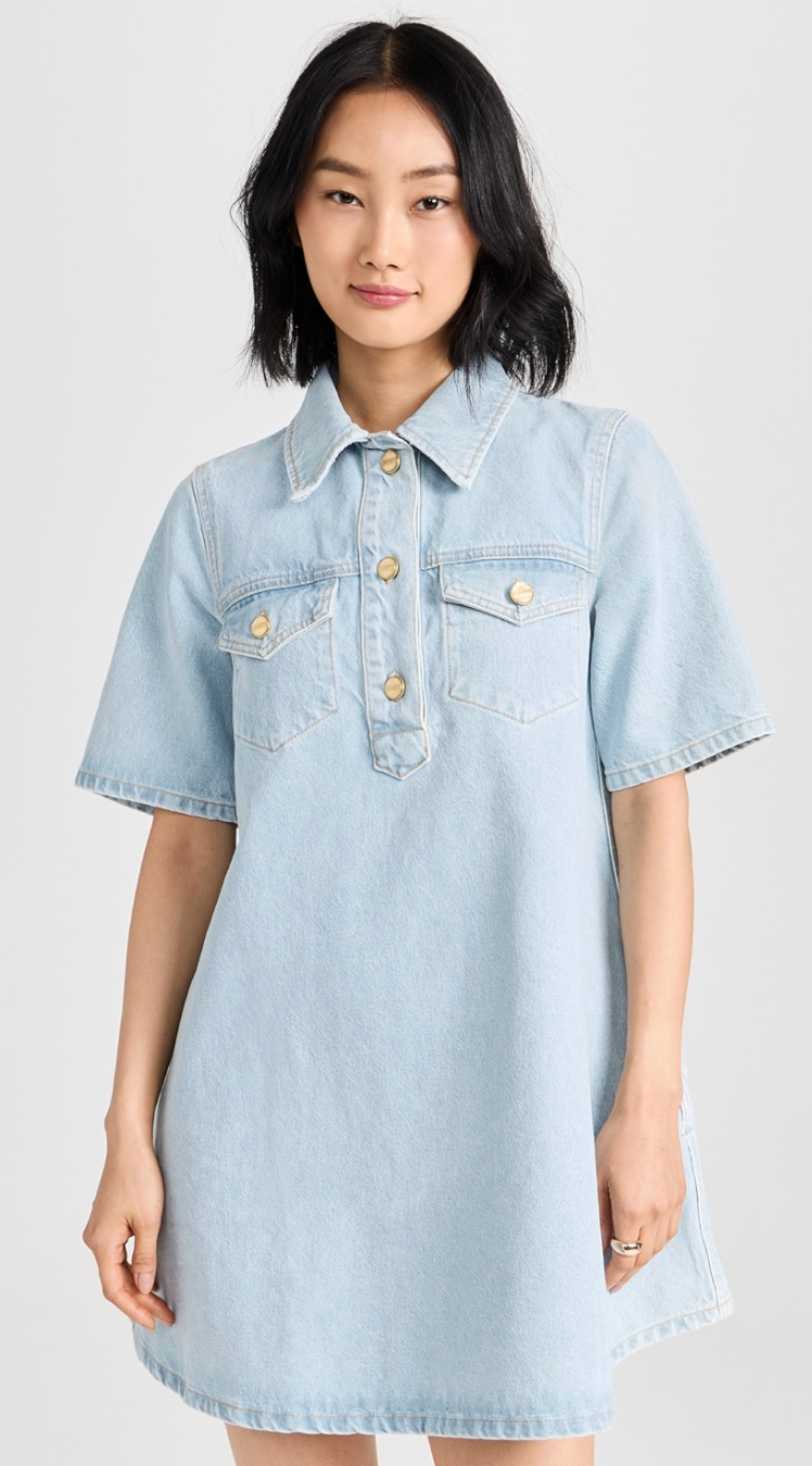 Ganni Cutline Cotton Denim Mini Dress size 36 - us 4