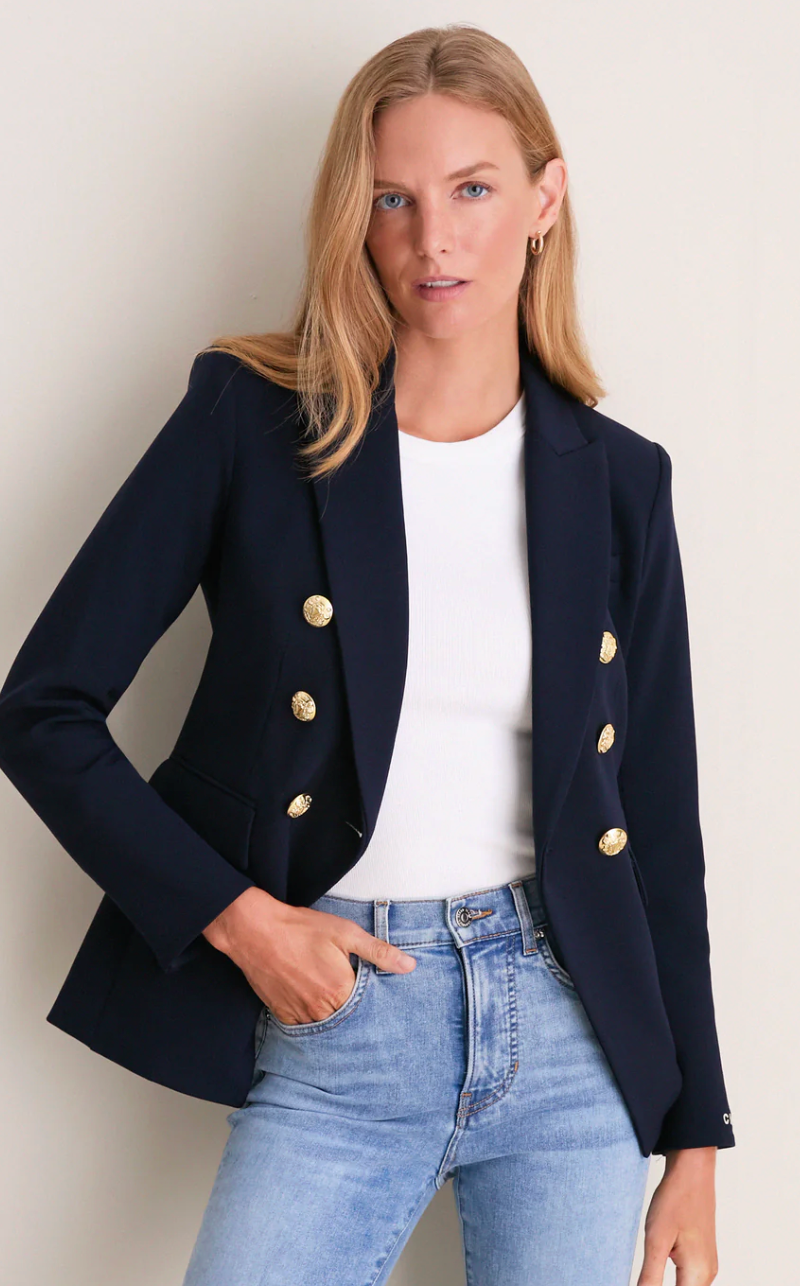 Veronica Beard Miller Dickey Jacket Navy with Gold Buttons size 8