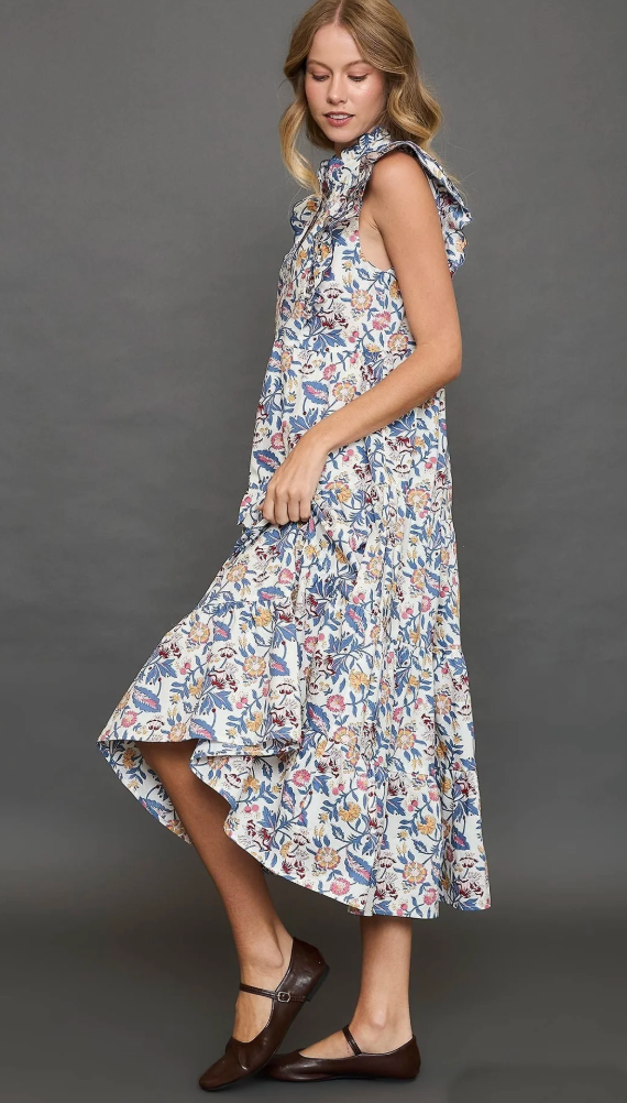Umgee Garden Print Maxi Dress size M