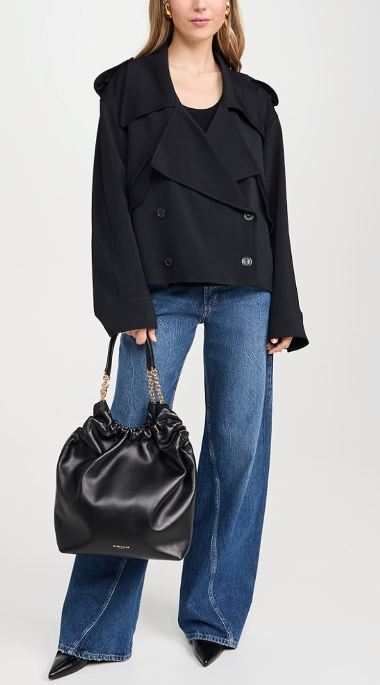 Demellier The Miami Black Leather Shoulder Bag