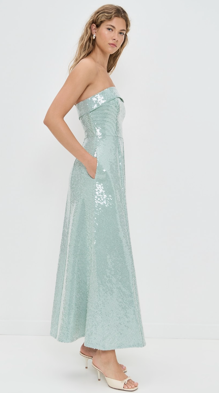Shoshanna Midnight Kiara Dress in Verde/Ivory size 0
