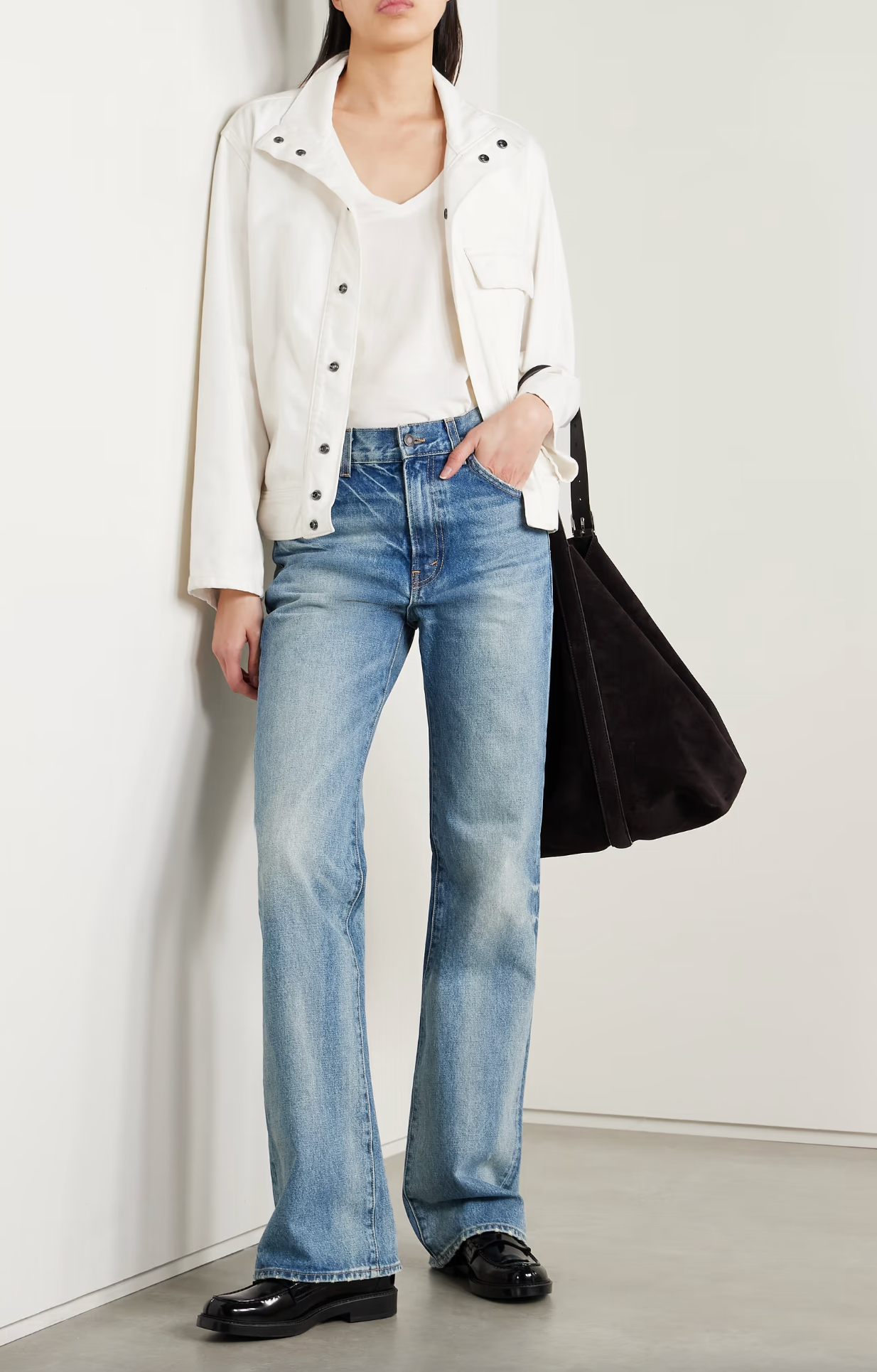 Nili Lotan Marilou Denim Cream Jacket size L
