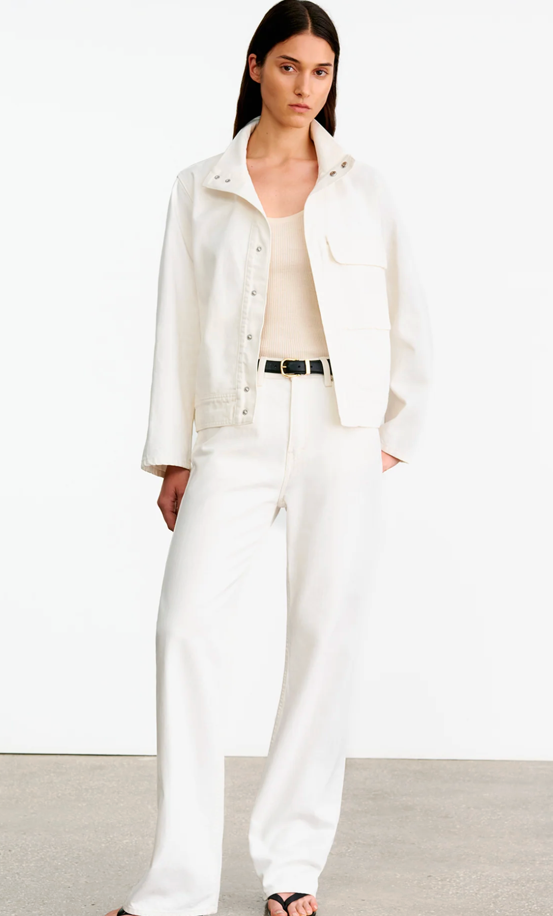 Nili Lotan Marilou Denim Cream Jacket size L
