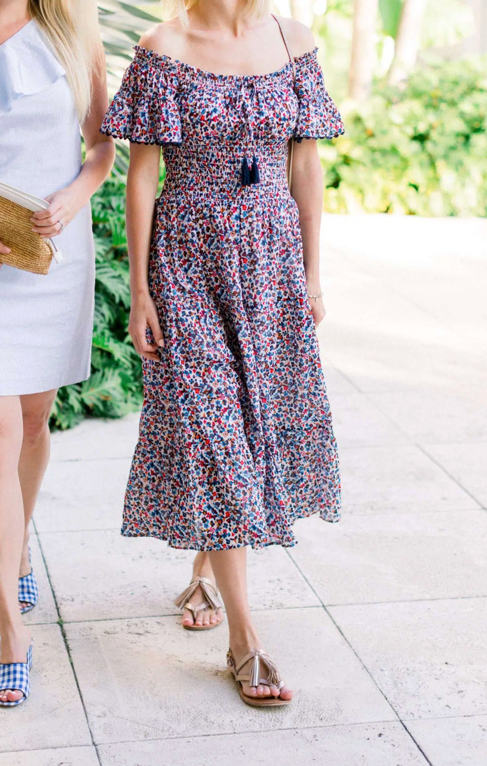 Tory Burch Wild Flower Smocked Midi Dress size S