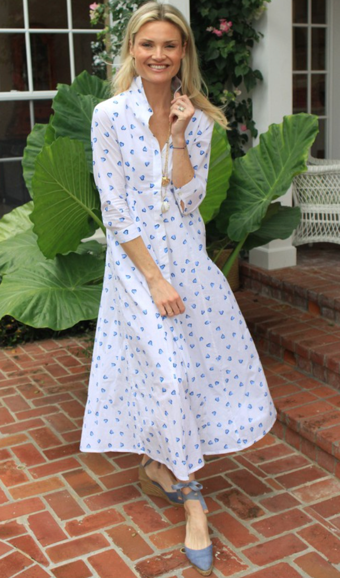 Julia Amory The Ja Summer-Weight Shirt Dress with Hearts size M