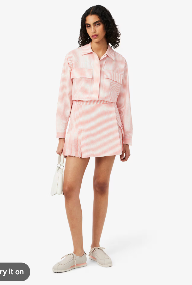 Lacoste Striped Seersucker Jacket with Seersucker Wrap Skirt size 36 US S