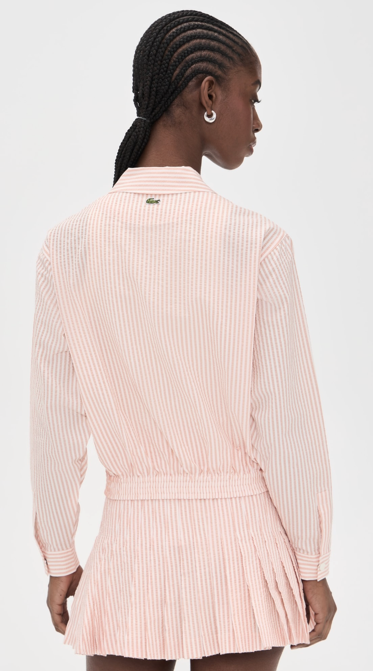 Lacoste Striped Seersucker Jacket with Seersucker Wrap Skirt size 36 US S