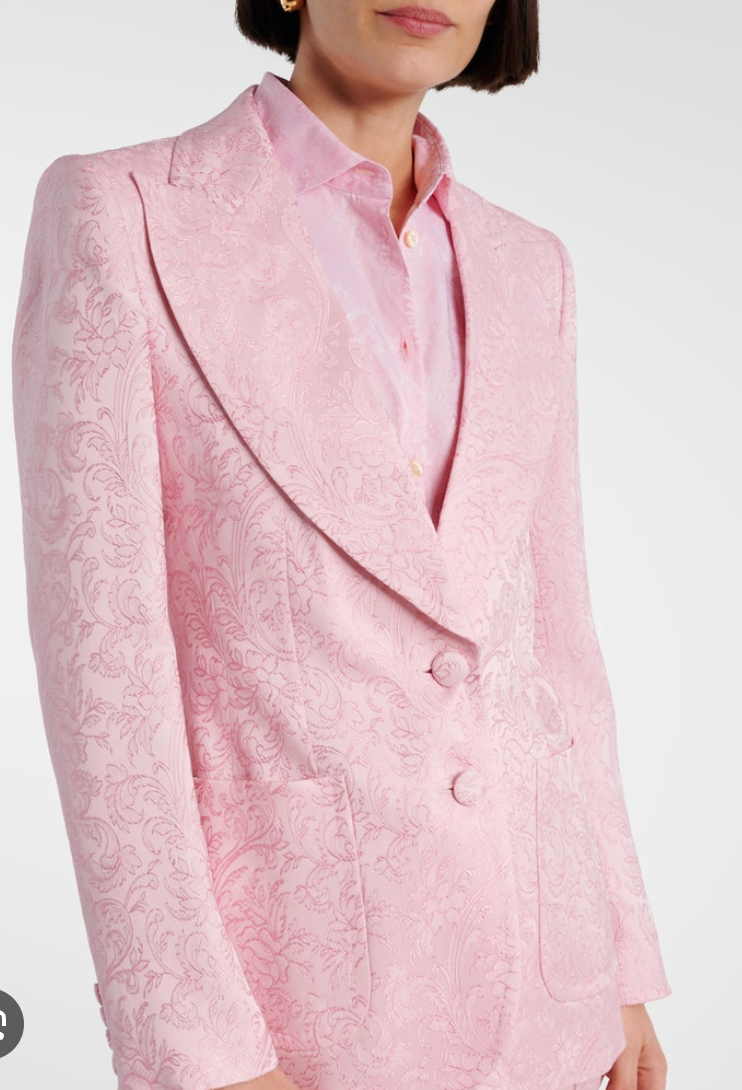 Etro Pink Jacquard Blazer Jacket size 44 US 8