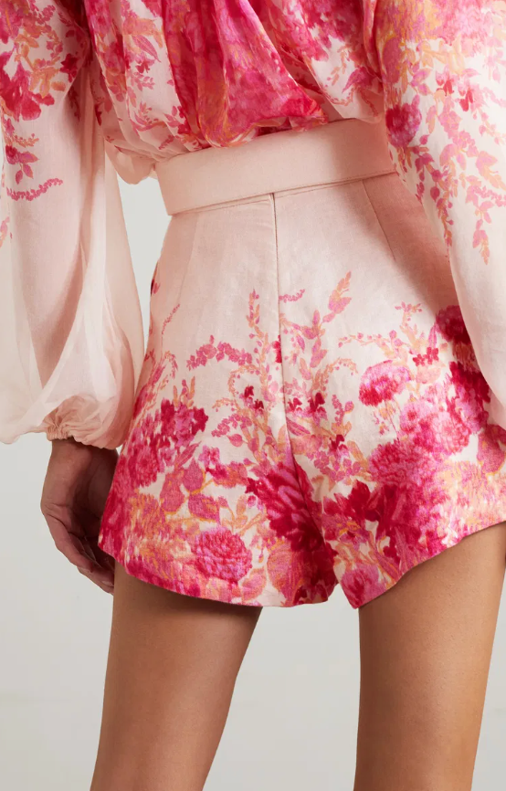 Zimmermann High Tide Belted Pleated Floral Shorts size 0 US 4