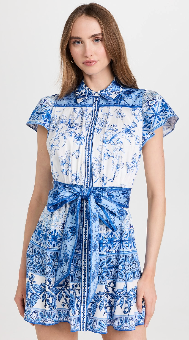 Alice and Olivia Tiffie Short Sleeve Mini Dress with Belt size 0
