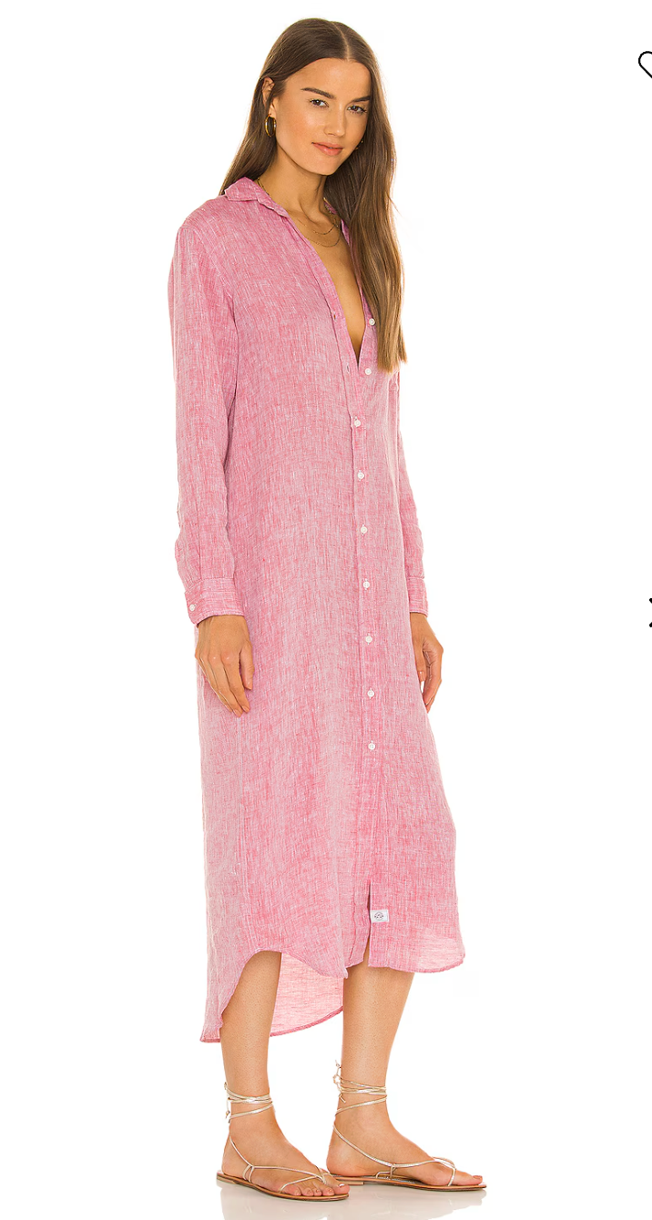 Frank and Eileen Rory Maxi Shirtdress in Red Linen size L