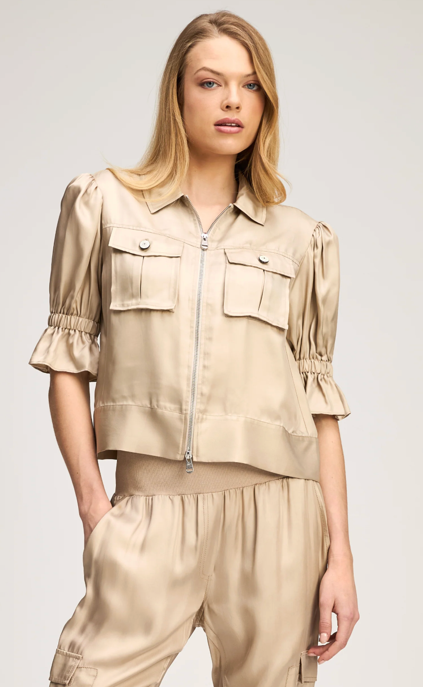 Cinq a Sept Ruffle Sleeve Jacket and Giles Cargo Joggers size XXS