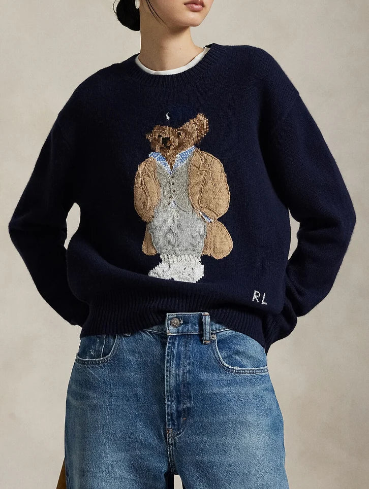 Polo Ralph Lauren Navy Cashmere Bear Sweater size L