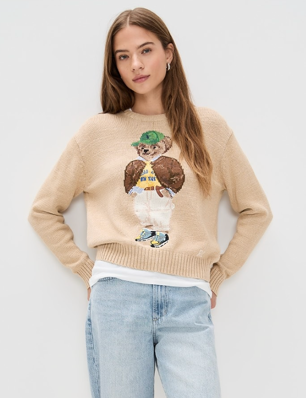 Polo Ralph Lauren Tan Bear Sweater size S